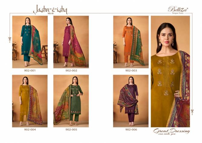 Jashn E Ishq Vol 5 By Belliza Embroidery Jam Cotton Dress Material Wholesale Shop In Surat

